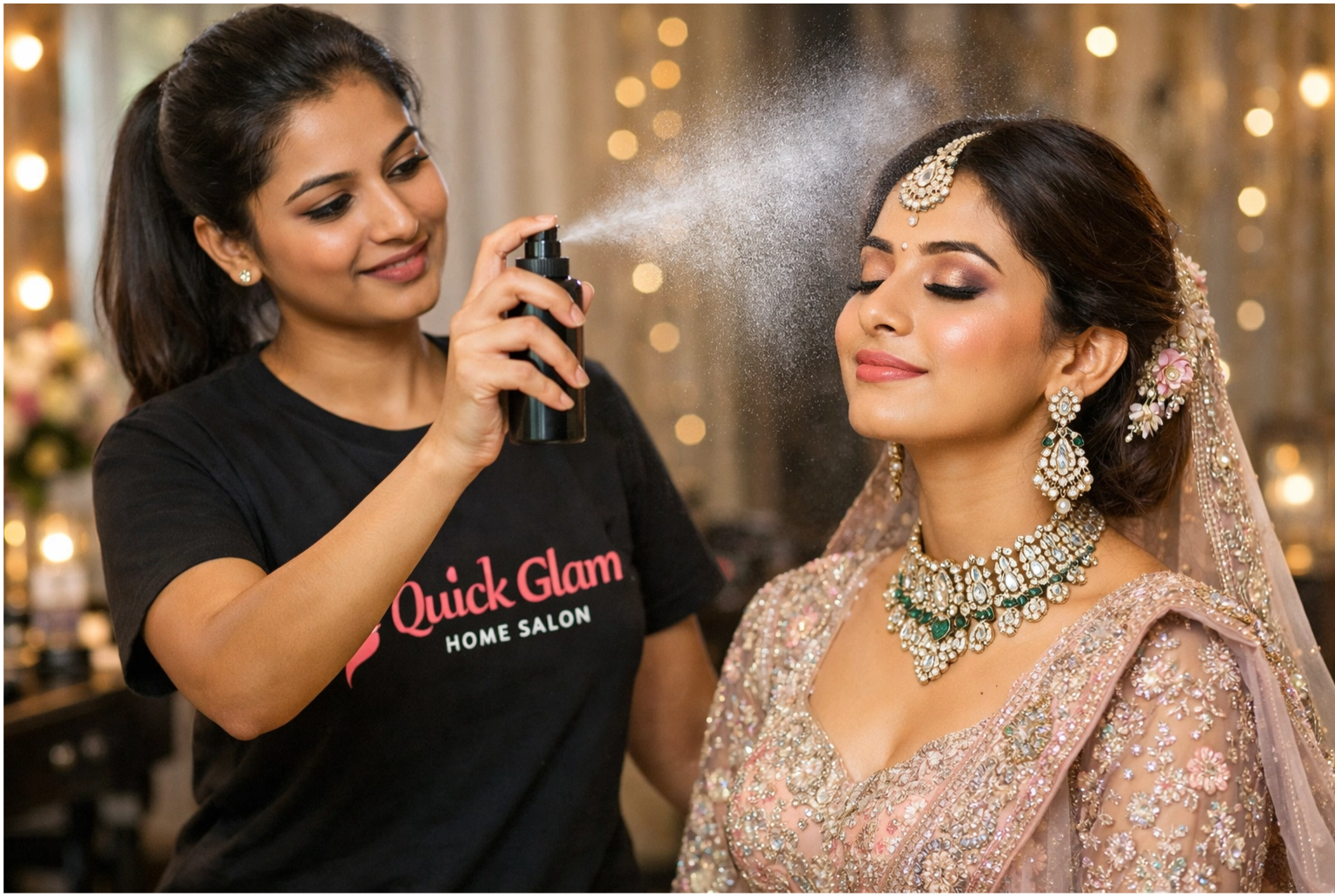 Engagement makeup at home by QuickGlam professional