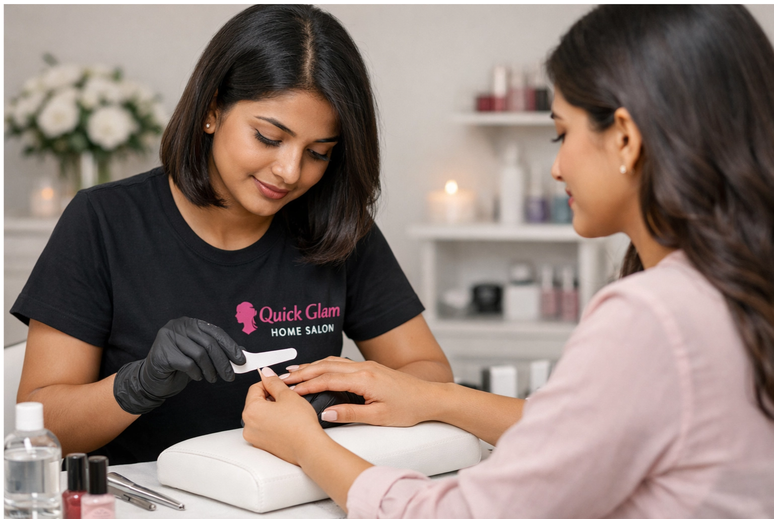 Manicure and pedicure home service by QuickGlam